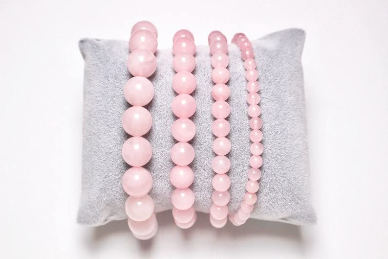 Bracelet Extensible Quartz Rose Évite l'Allergie Perles 8mm - 2