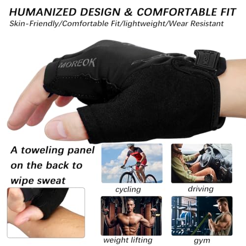 Image of MOREOK Shock-Absorbing Breathable Biking Cycling Gloves Half Finger Outdoor Sport Bicycle Gloves Mountain Road Bike Riding Gloves for Men and Women