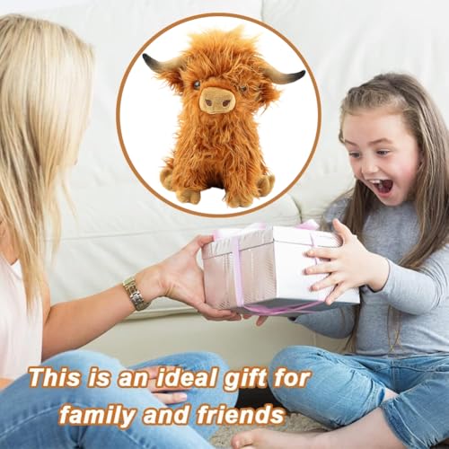 GVMJHYK Highland Cow Soft Plüsch,Hochlandkuh Plüschtier,Schottische Hochlandkuh Kuscheltier Plüschtiere,Realistische Kuscheltier Kuh Toy,für Party Geburtstag Weihnachten Geschenke