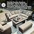 Signature Design by Ashley Brook Ranch Outdoor Sectional, 3-Piece Patio Furniture Set with Rust-Free Aluminum Frame, L Shaped Resin Wicker Couch and Bench for Backyard Entertaining, Beige & Brown