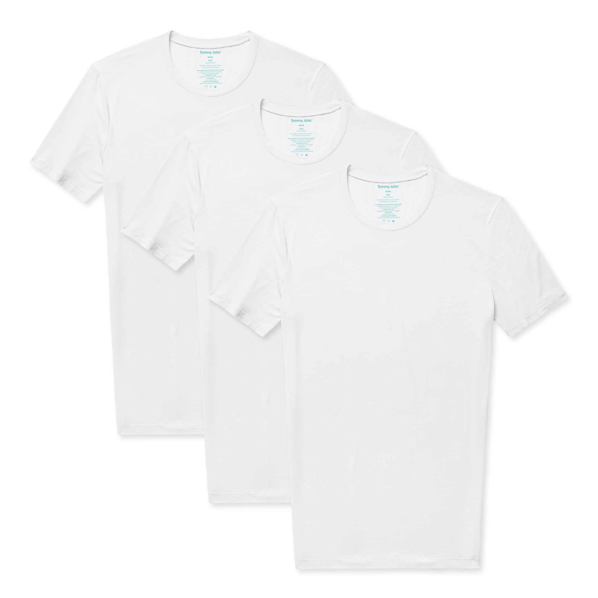 Men's Crew Neck Undershirt, Second Skin Fabric, Slim Fit T-Shirt with Stay Tuck Design