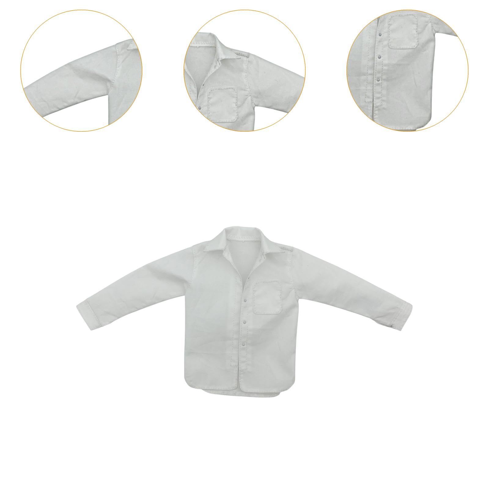 grey dress shirt white buttons 1/6th scale figure amazon Amazon.com: CoudarTitie 1/6 Scale White Dress Shirt for 12 Inch Male Action Figure : Toys & Games