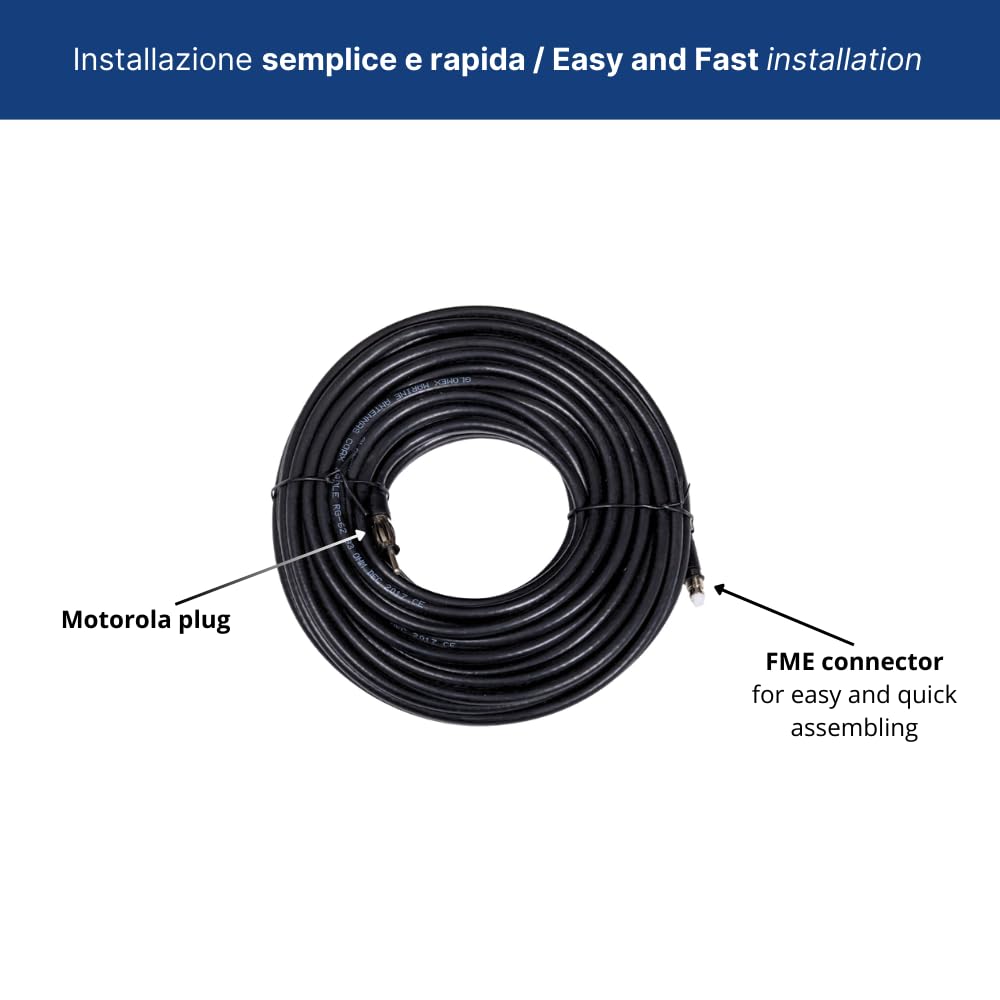 Glomex – Cavo Coassiale RG-62 Bassa Perdita 18m (93 Ohm), Modello RA360/18 – Connettori FME/Motorola Pre-Installati, Fast Fitting, Per Antenne FM Glomeasy, Per barche a vela, motore, gommoni, yacht