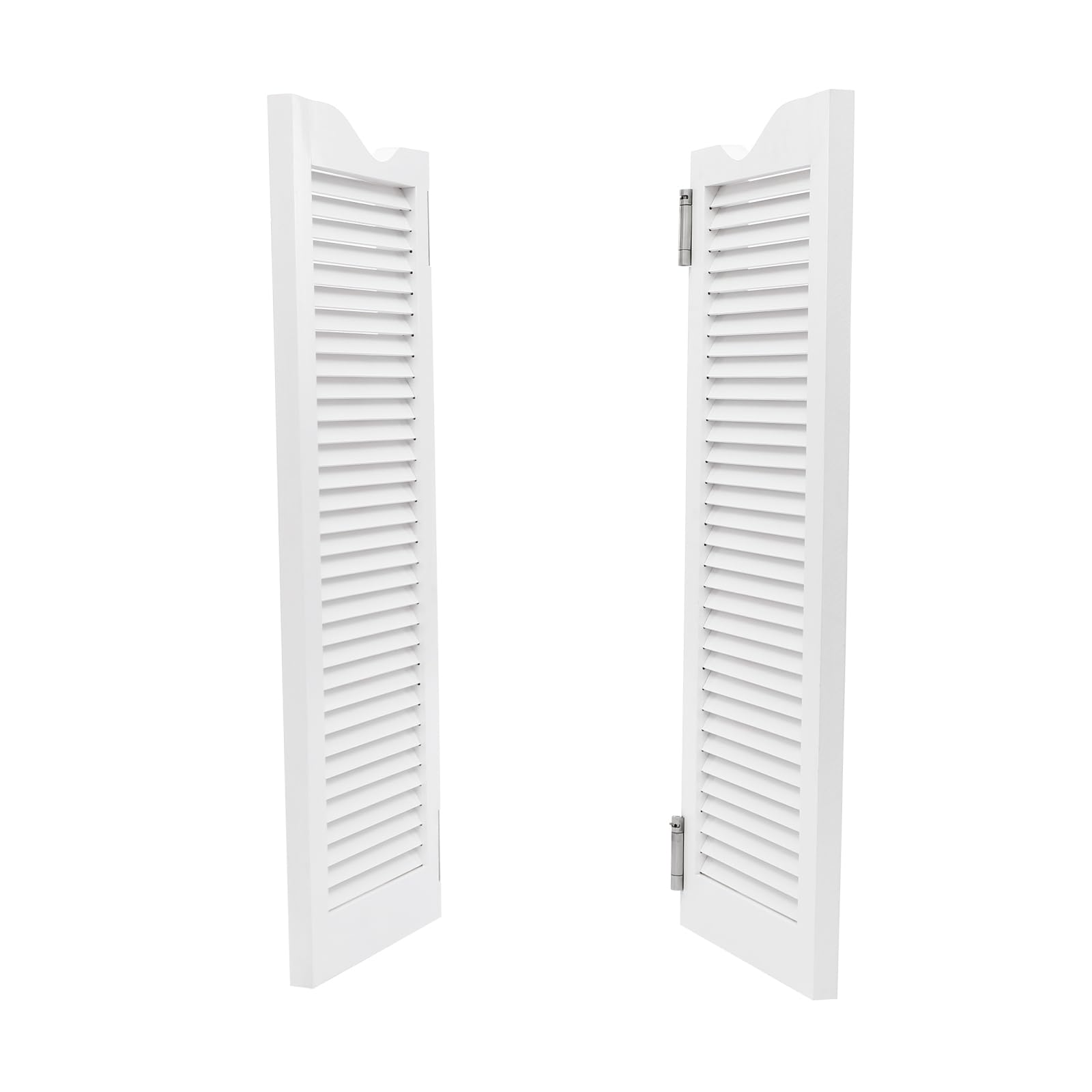 Porte Battante Double Oscillante 107x76cm, Séparateur d'Espace en Bois de Pin et Aluminium Blanc avec Charnières, pour Cuisine, Couloir, Bar et Café, Facile à Installer