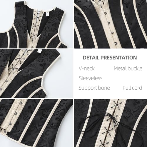 Mens Corset Vest Medieval Dress Waistcoat Lace Up Bones Wasit Trainer Wedding Stage3