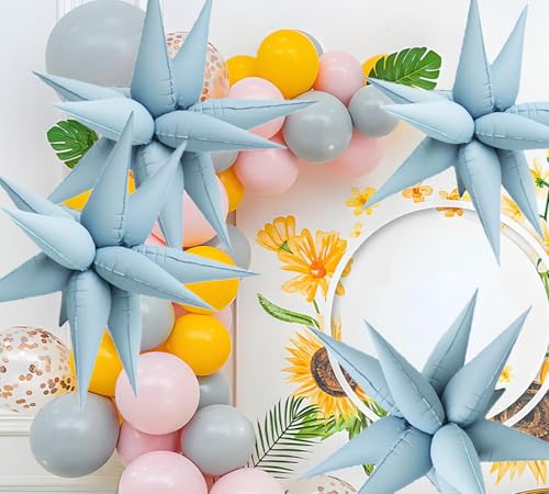 Image of 50pcs Matte Blue 20' Water Drop Foil Cone Mylar Balloons Matte Blue Star Balloons Explosion Star for Girls Boys Birthday Party Wedding Baby Shower Party Decor