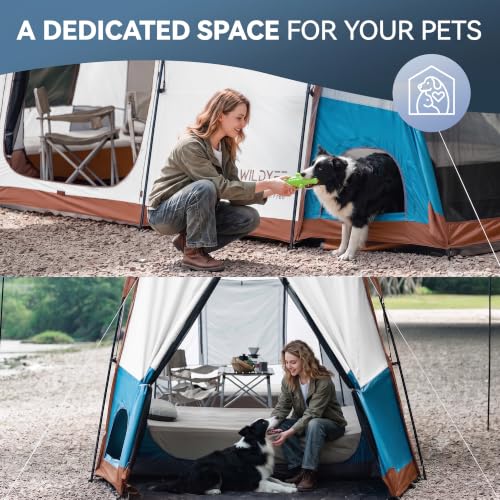 Carpa de camping para 10 personas con habitación para mascotas y cubierta impermeable grande para familia miniatura 3