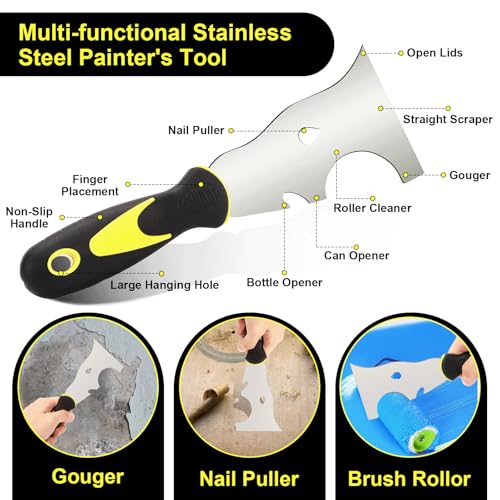 Profi Malerspachtel Spachtel Set aus rostfreiem Edelstahl, Malerwerkzeug Putty Knife 7-teiliges Spachtel Werkzeug inkl. Flächenspachtel, Tapeten Spachtel, Glättkelle 30,5 cm Spachtelkasten