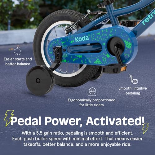 Image of Retrospec Koda Plus Kids Bike for Boys & Girls Ages 2-3 Years - 12 inch Children's Bicycle, Adjustable Seat & Handlebars, Removable Training Wheels, Front Hand Brakes, Rear Coaster Brake & Safety Bell