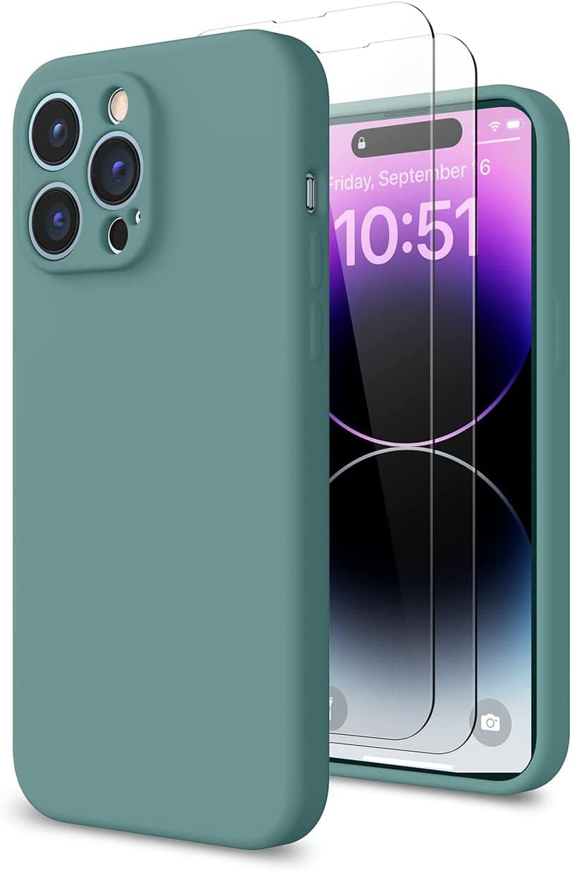 YUXIASAN for iPhone 14 Pro Max Case 6.7 inch with 2 Screen Protector,Super Soft Microfiber Lining,Anti-Scratch Full-Body Shockproof Protective Case for iPhone 14 Pro Max-Green