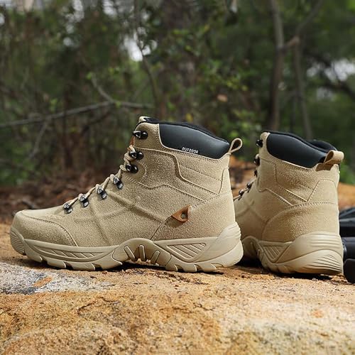 Large size outdoor ultra light military boots, high top mountaineering workwear boots4