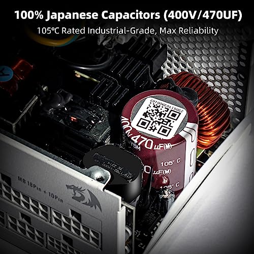 Image of Redragon PSU015 80+ Platium 750 Watt SFX Fully Modular Power Supply, 80 Plus Certified, 100% Japanese Capacitors & Low Noise Smart-ECO 0 RPM Fan, Full Mod Cables w /ATX Compatible Panel, White