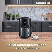 Severin Filterkaffeemaschine mit Thermokanne, Kaffeemaschine für bis zu 8 Tassen, ansprechende Filtermaschine mit Isolierkanne, Single, schwarz, 1 Liter, KA 9306 – Ansicht 3
