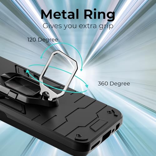 Image of A rtistque Armor Bumper Back Case Cover for Infinix Smart 9 HD 5G | Stylish Ring Holder & Inbuilt Stand | Shockproof TPU Protective Design | 360 Degree | Infinix Smart 9 HD 5G Back Cover - Black