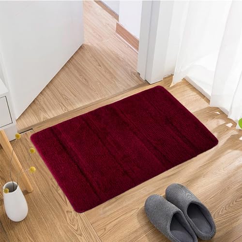 Image of Kuber Industries Door Mat | Door Entrance Mat | Entry Doormat | Floor Door Mat | Office Entrance Door Mat | Door Mat for Bedroom | Fur Doormat | Big Lining Door Mat | Pack of 2 | Maroon