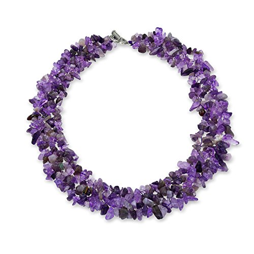Bling Jewelry Purple Amethyst Gemstone Chunky Chips Cluster Bib Multi Strand Statement Necklace For Women Silver Plated #TOP18