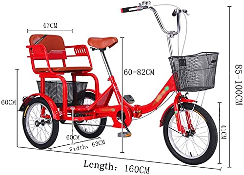 Triciclo para adultos plegable, triciclo de 3 ruedas de 16 pulgadas con marcha única, asiento amortiguado y cesta de almacenamiento, ideal para personas mayores y compras miniatura 2