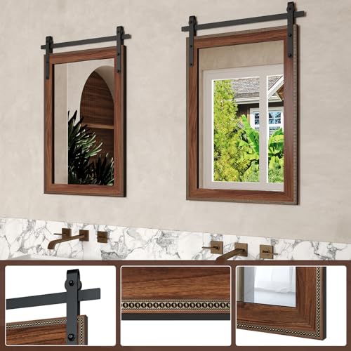 ROOMTEC-Farmhouse-Bathroom-Mirror-2230-inch-Barn-Door-Mirror-Rustic-Wall-Mirror-Wood-Frame-Mirror-for-Bathroom-Entryway ROOMTEC Farmhouse Bathroom Mirror 2230 inch Barn Door Mirror Rustic Wall Mirror Wood Frame Mirror for Bathroom Entryway