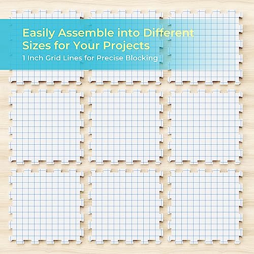 Image of Yiitoll Blocking Mats for Knitting, Extra Thick Knitting Blocking Mat with Grid Lines, 9 Packs Crochet Blocking Board for Needlepoint or Crochet Includes 100 T-pins and Storage Bag