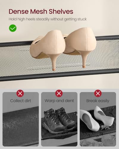 Image of VASAGLE Shoe Rack with 7 Mesh Shelves and 1 Large Top for Bags, Steel Frame