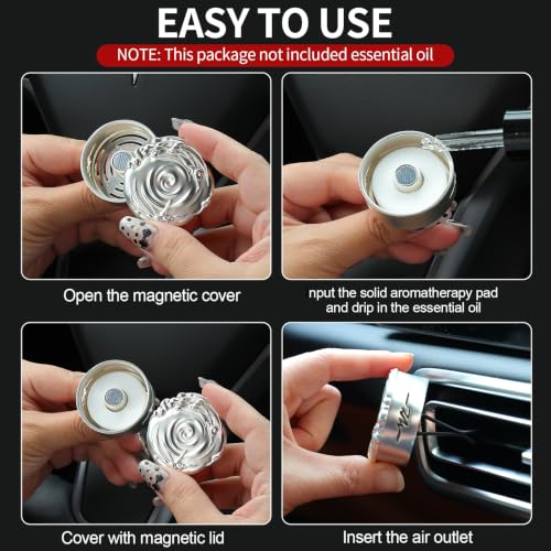 Image of Car Air Freshener Diffuser Vent Clip, Aroma Diffuser Refills, Aromatherapy Diffusers for Fragrance Car Accessories Decoration, Gift for Women Men Dad Mom (Silver)