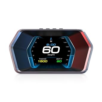 P17 HUD Head-Up Display - Dual Mode OBD2 GPS Car Speedometer with Auto-Dimming, Real-Time MPH RPM Fuel Voltage Temperature - Universal obd2 Gauge for All Vehicles 2009+