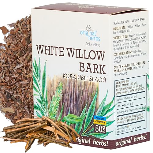 WHITE WILLOW BARK TEA (Salix Alba) - 100% Pure & Natural, Wild-Crafted, Loose Leaf Herbal Tea - 50g (1.76oz) - Original Herbs Herbal Tea