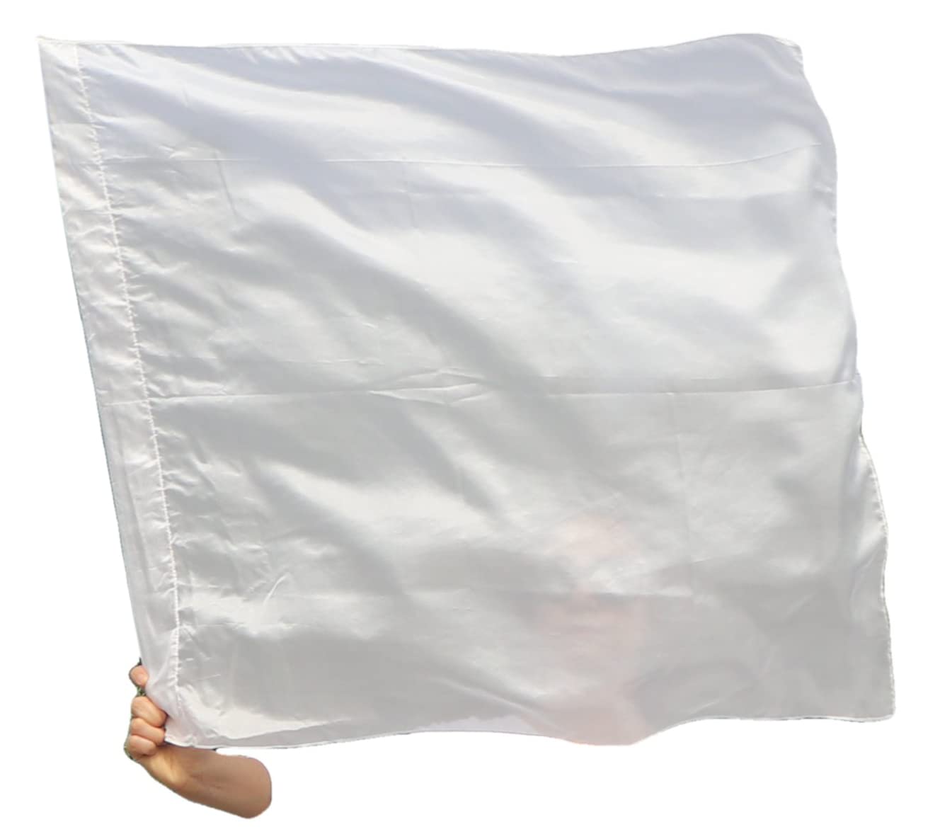 Winged Sirenny 33" Youth Silk Flex Flags for Christian Priase Dance, Church Prophetic Adoration Banner (White)