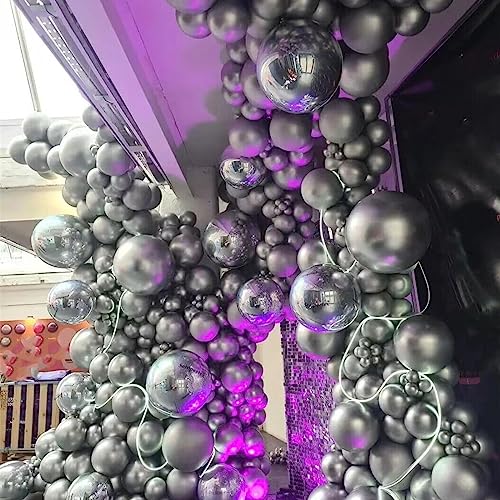 Image of 412pcs Metallic Silver Balloon Garland Arch Kit 18 12 10 5 Inch Different Sizes Latex Chrome Balloons for Baby Shower Birthday Graduation Wedding Anniversary Celebration Party Decoration