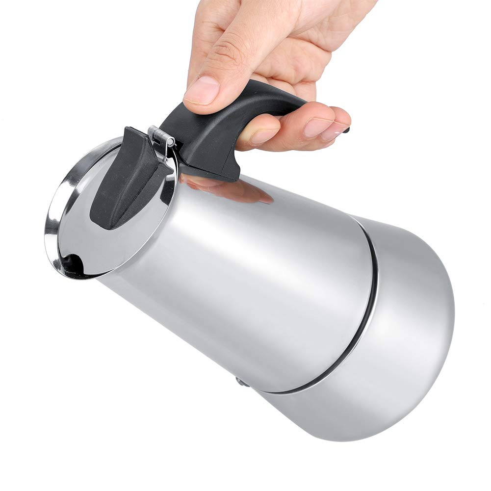 Caffettiera a induzione, in acciaio inox, adatta per tutti i tipi di piani cottura, 450 ml (300 ml)