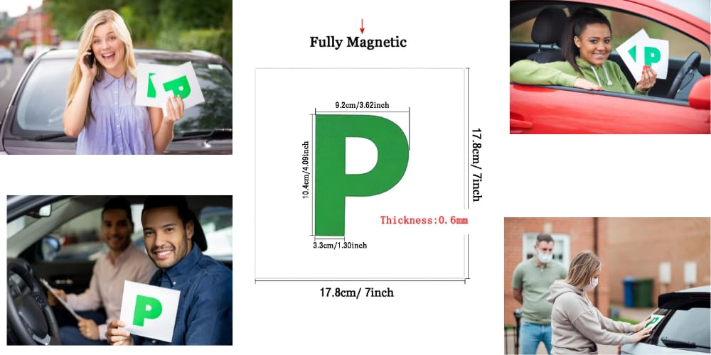 Targhe Magnetiche Con Lettera P Per Neo Patentati - Confezione Da 2 - Resistenti Alle Intemperie