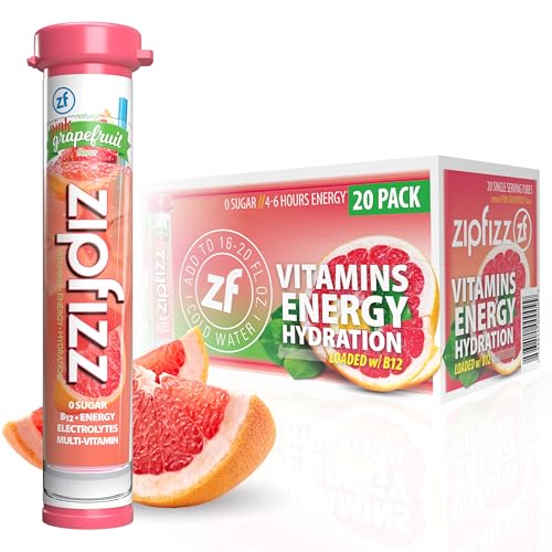 Image of Zipfizz Daily Energy Drink Powder, Pink Grapefruit, 20 Pack | 3-in-1 Sustained Energy, Rapid Hydration, and Essential Vitamins | Sugar-Free | Electrolyte Powder | Contains Vitamin B-12 & Antioxidants