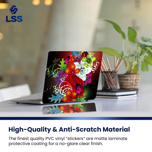 Image of LSS 17 17.3 Inches Laptop Notebook Skin Sticker with 2 Wrist Pads - Reusable Cover Protector Vinyl Sticker Cover Decal Fits 17 inch - 19 inch HP Asus Acer Samsung - Colorful Floral Pattern