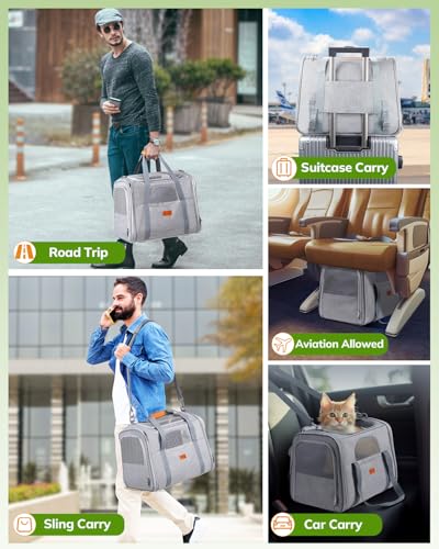 Morpilot Transportbox Katze Katzen transportboxen, Faltbare katzentasche transporttasche, hundetragetasche Transporttasche mit Einstellbar Schultergurt katzenbox für Katzen Kleiner Hund Welpe