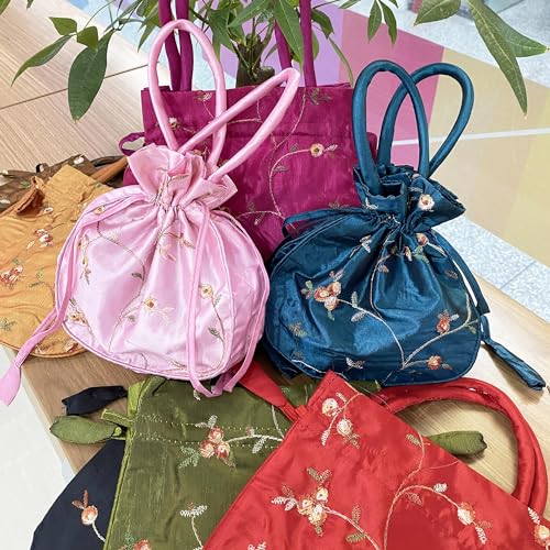 Image of Silk Jewelry Bags Retro Embroidery Fabric Hand Bag Mixed color