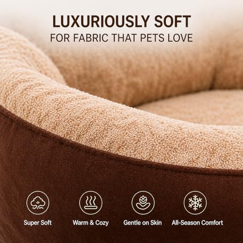 Image of Premium Fur Dog Bed for Small, Medium & Large Dogs | Orthopedic Washable Pet Bed with Fiber Filling, Anti-Slip Bottom & Calming Support | Luxury Mattress for Labrador,German Shepherd,Husky (L)