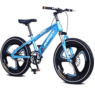 MXSXN Kid'S Bike for Boys And Girls, Magnesium Alloy Integrally Formed Rim Shock-Absorbing Front Fork,16 18 20 Inch with Kickstand, Blue,18"