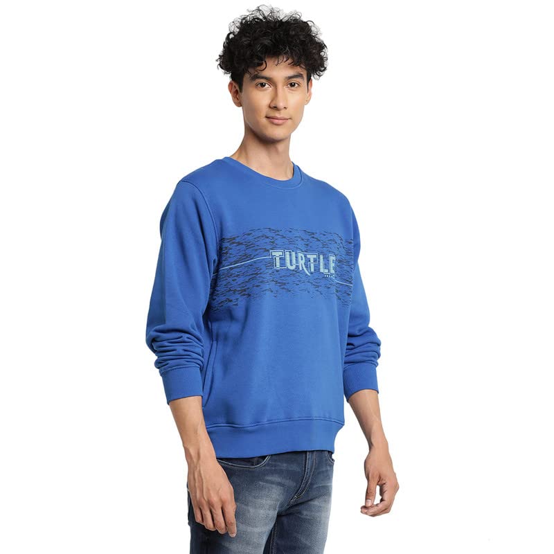 Image of Turtle Men Blue Printed Round Neck Sweatshirt