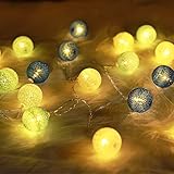 🌙 【Bola de cadena ligera】 - La luz de bolas de algodón se ve muy cálida, cómoda y ligera, la cadena produce una luz muy agradable y digna y no es deslumbrante. La luz es suave y pura y crea un ligero efecto de hada en la oscuridad.
