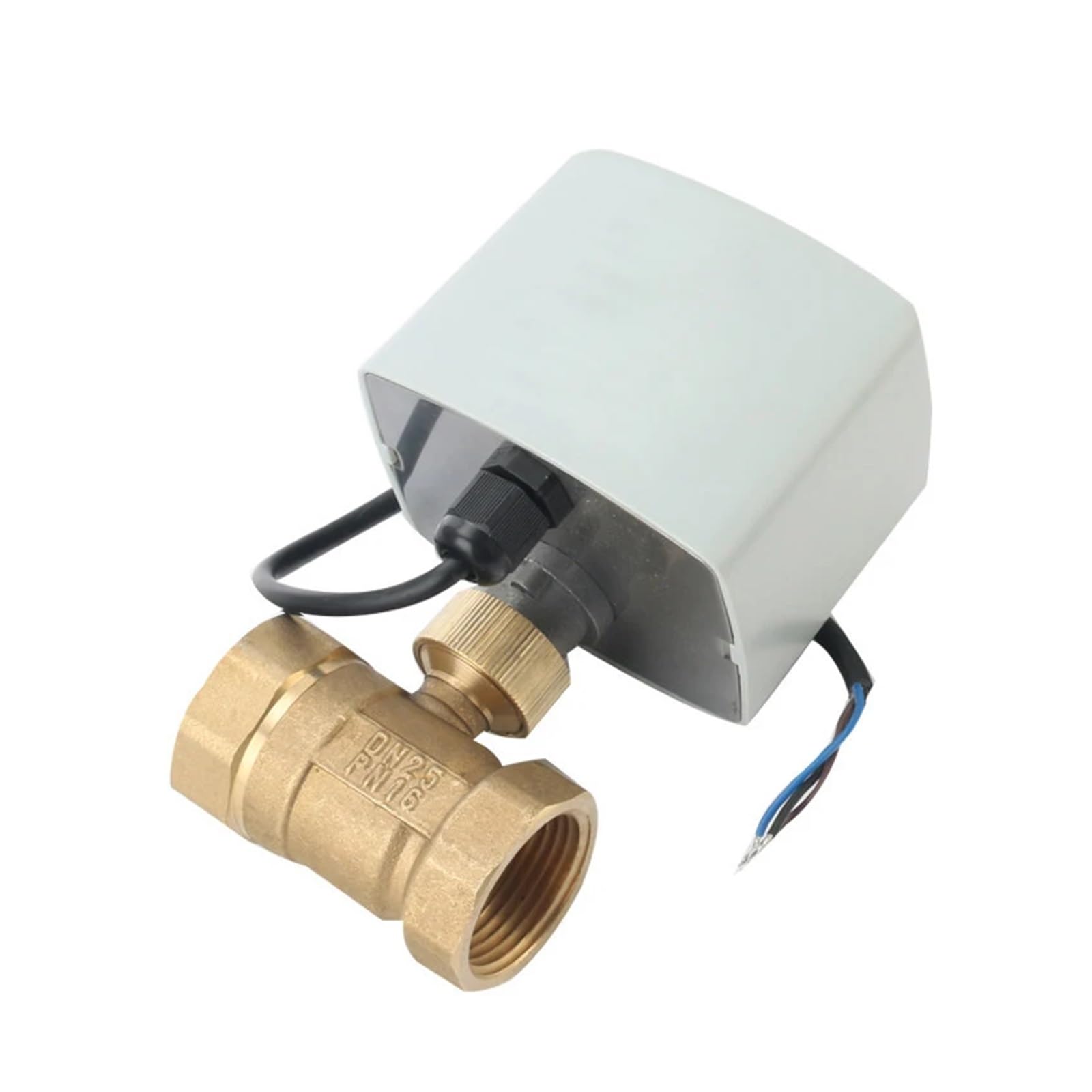 Válvula de bola eléctrica Válvula de bola motorizada de 1/2 ", 3/4", 1 ", 2", 3 cables, 2 controles, AC24V, AC220V, DC12V, DC24V, Motor eléctrico de latón de gran torsión, 1 ud.(3/4",220VAC_CR02)