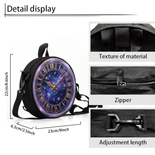 Image of Women Novelty Round Clock Shape Zippered Clock Purses for Women Tote Handbag Shoulder Bag, Gift for Mom Girlfriend