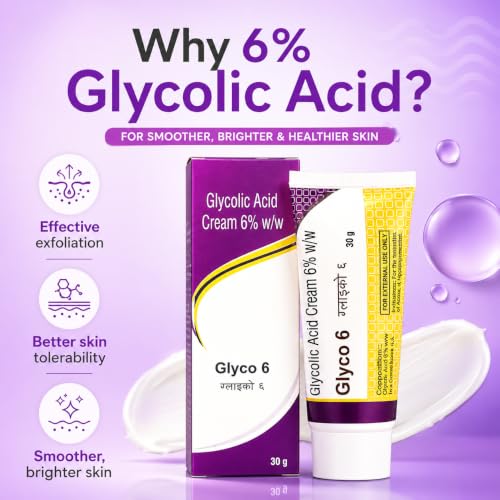 Image of Glyco6 Glycolic Acid Cream 6% w /w (30g) - Unscented Exfoliating Cream for Clear, Youthful, Radiant Skin