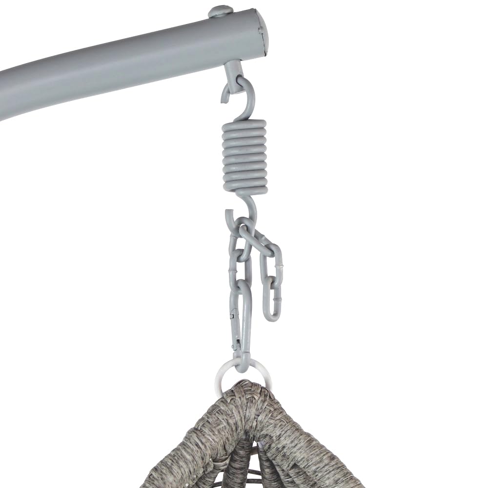 Poltrona a Dondolo Sospesa da Giardino Estosa Ferro Diametro 108cm Altezza 198cm Fibra Sintetica Cuscini Poliestere Portata 120kg