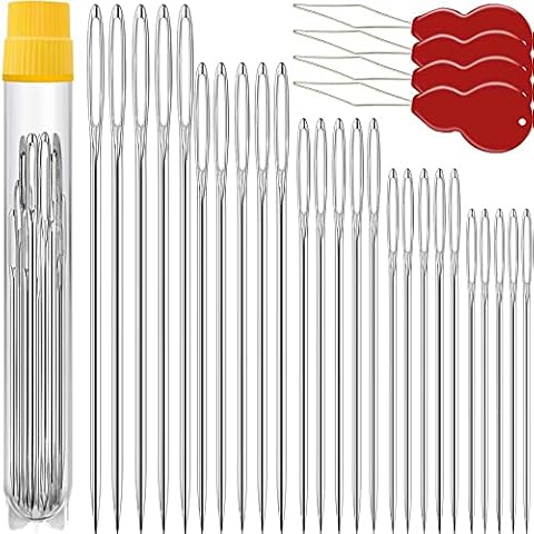 30PCS Sewing Needles for Hand Sewing + 50 Pack Premium Large Eye Needles Cover