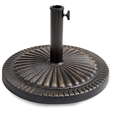 UR CHOICE Cast Iron Parasol Base - Heavy Duty Garden Patio Furniture Stand - Adjustable Tightening Knob - Strong, Stable, & Durable Outdoor Accessory - Stand for Umbrella, Canopy, Gazebo, Awning (14) Cover