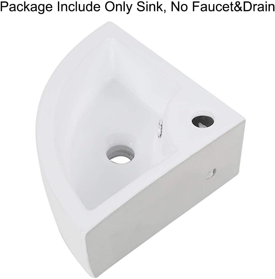 Fеаturеd Prоduсt Small Bathroom Vessel Sink Triangle Wall Mount Corner Vanity Ceramic White Porcelain Hanging Art Basin with Oveflow Hole for Modern Lavatory Cloakroom Toilet (1007B) Bеѕt Dеаl Prоduсt Small Bathroom Vessel Sink Triangle Wall Mount Corner Vanity Ceramic White Porcelain Hanging Art Basin with Oveflow Hole for Modern Lavatory Cloakroom Toilet (1007B)