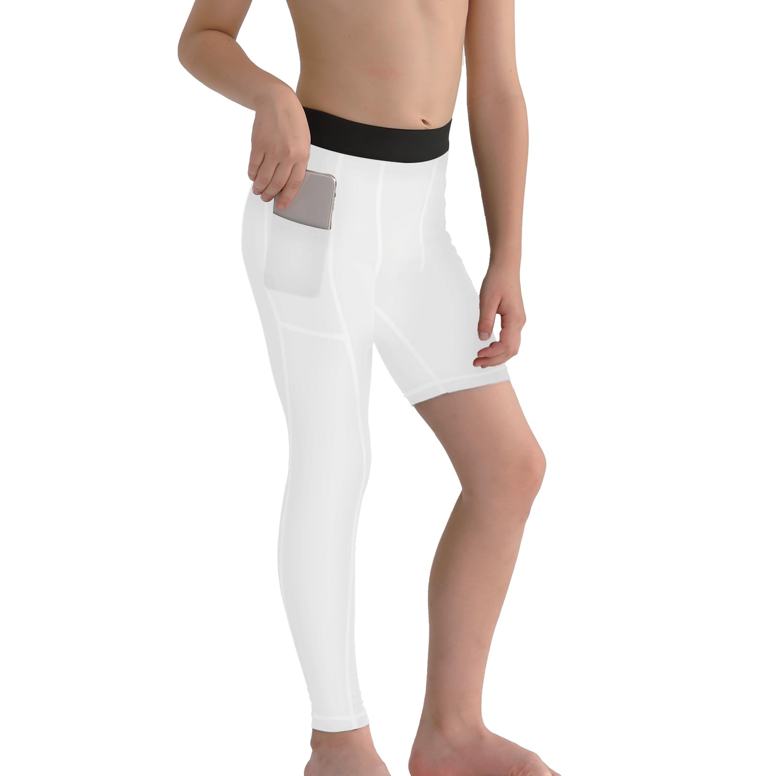 Valcatch Single Leg 3/4 Compression Tights avec Poches Pantalon de Sport Pantalon de Compression One Leg Basketball Leg Sleeves Base Layer