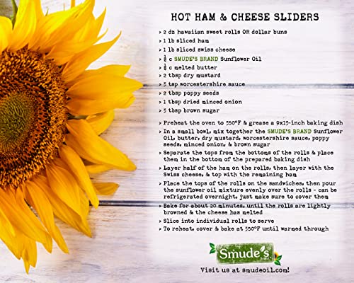 Smude's Brand Cold Pressed Sunflower Oil – 1 Gallon (128 Oz.) Glass Bottle | Healthy & Versatile Cooking Oil, High Oleic, Heart Healthy | All Natural, Chemical Free, 100% Pure, Unrefined | Gluten Free, Dairy Free, Non-Gmo, Vegan, Kosher #TOP3