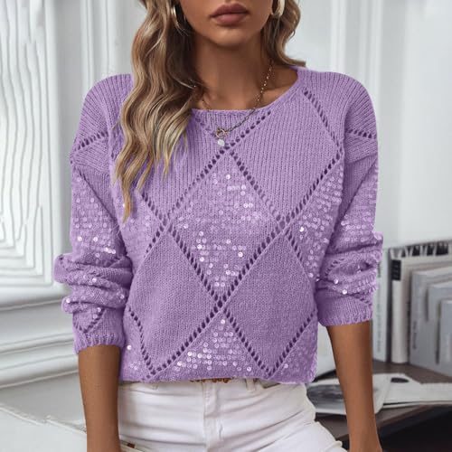 TANGNADE Women Sweater Crochet Tops Dressy Casual Hollow Out Glitter Cable Knit Lightweight Cozy Sweaters Fall Clothes2