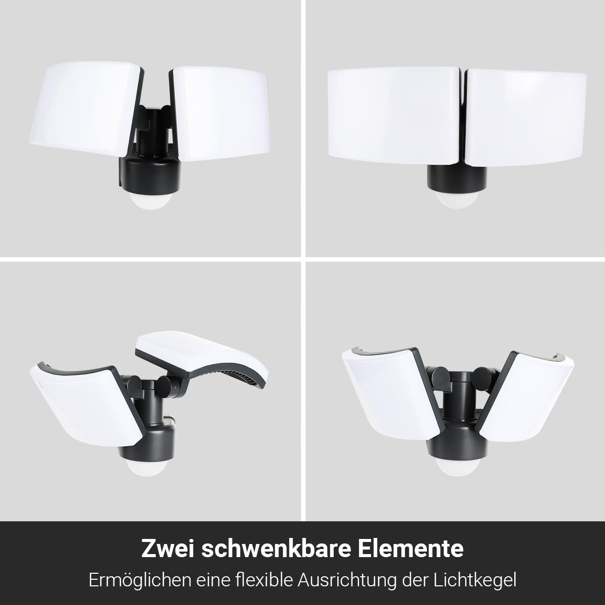LongLife LED 2-fach LED Außenstrahler | 40 W | 4000 K Neutralweiß | Integrierter Bewegungsmelder | Anthrazit | IP65 | Energieeffizient | Langlebig & Robust